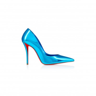 CHRISTIAN LOUBOUTIN MISS Z 100 MM PUMPS-LAMINATED CALF LEATHER-ACQUA-WOMEN 12506504306